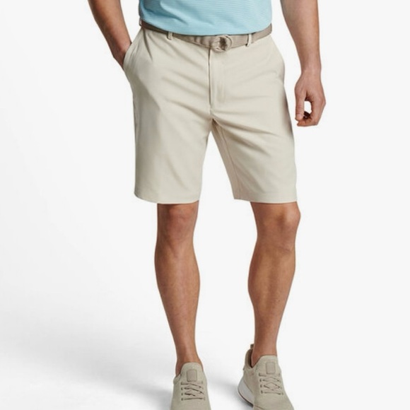 Peter Millar Salem Khaki Twill Performance Shorts Mens 48R Neutral Lightweight - Picture 1 of 8